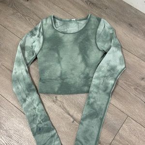 Lululemon Green Tie Dyed Cropped Long Sleeve - Size 2